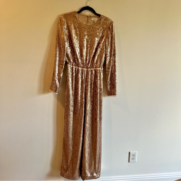 Rachel Zoe Noelle Pink Sequin 3/4 Length Sleeve Jumpsuit | 2 - Picture 4 of 13